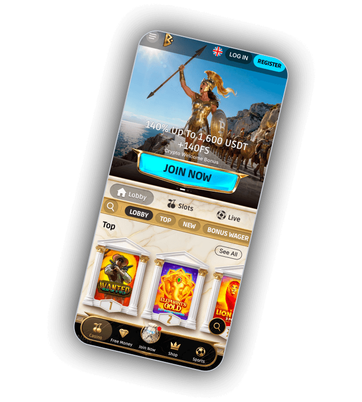 Betmica mobile lobby with slot tiles, category chips and bottom navigation